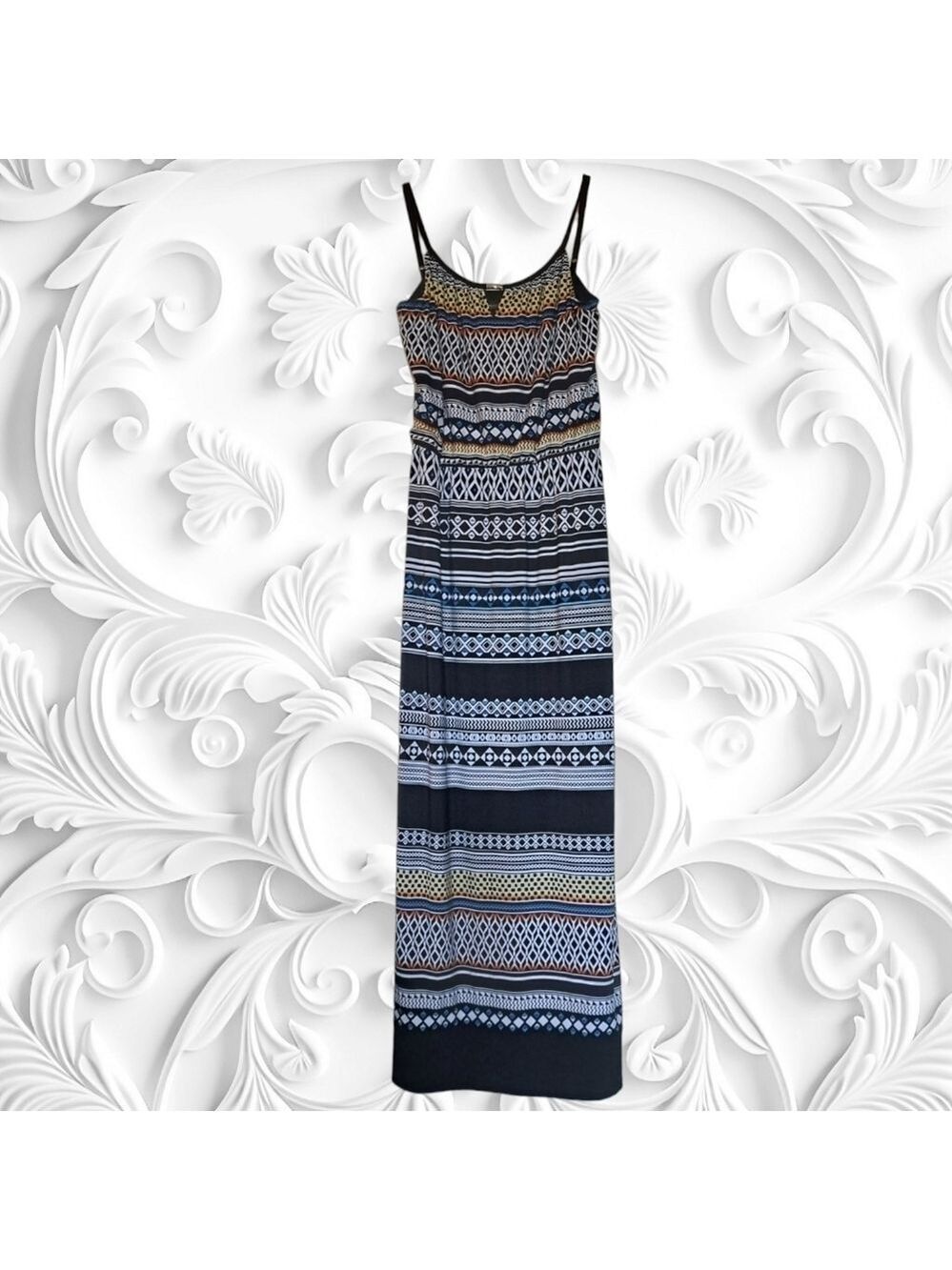 White House Black Market Black Bohemian Column Maxi Dress Size Small